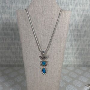 Elegant Sterling Silver and Blue Pendant Necklace